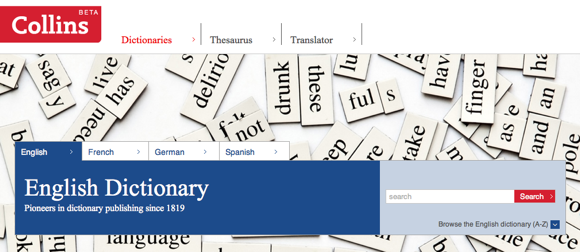 The new Collins Dictionary website